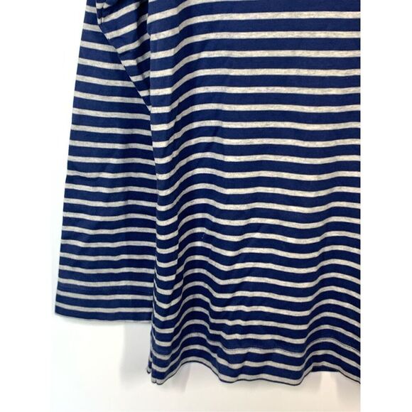 L.L. Bean Women's Striped Cowl Neck 3/4 Sleeve Top Blue Gray Size Large - Picture 6 of 7